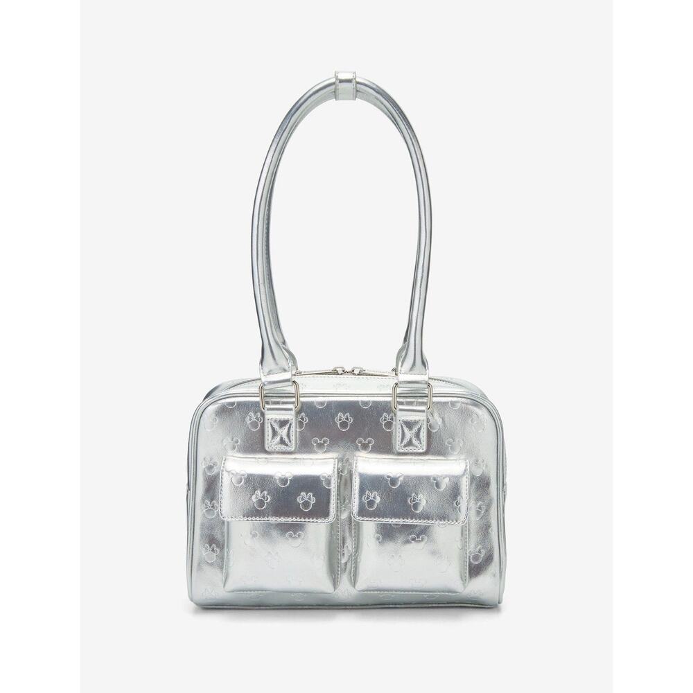 Loungefly Disney Mickey and Minnie Silver Metallic Purse NWT
